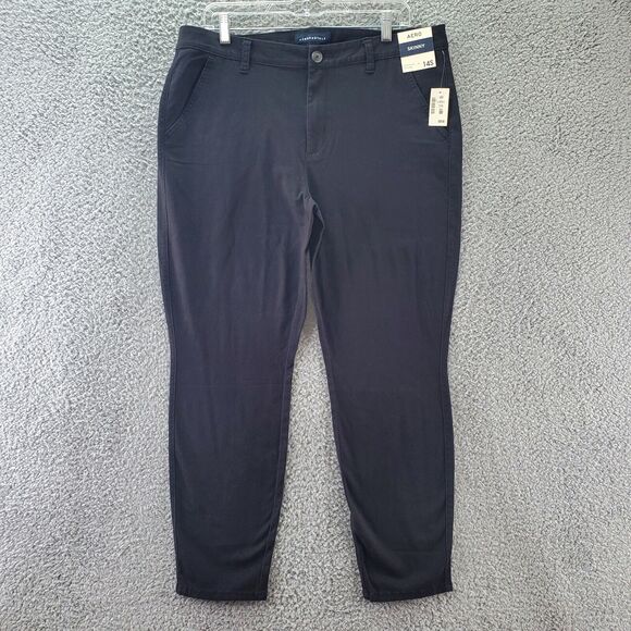 Aeropostale Womens Skinny Chino Pants SZ14 Short Petite Black Slim Leg Mid Rise - Picture 1 of 8